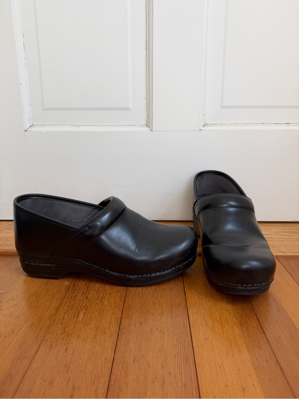 Dansko Black Leather XP Slip-On Clogs
